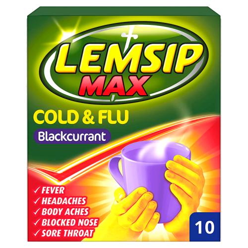 LEMSIP GSL MAX COLD FLU SACHETS BLACKCURRANT - 10S - LEMSIP