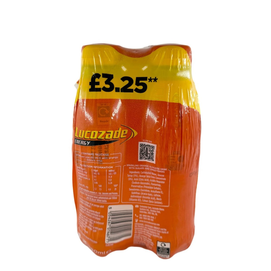 LUCOZADE ORANGE ENERGY DRINK - 4X380ML - LUCOZADE