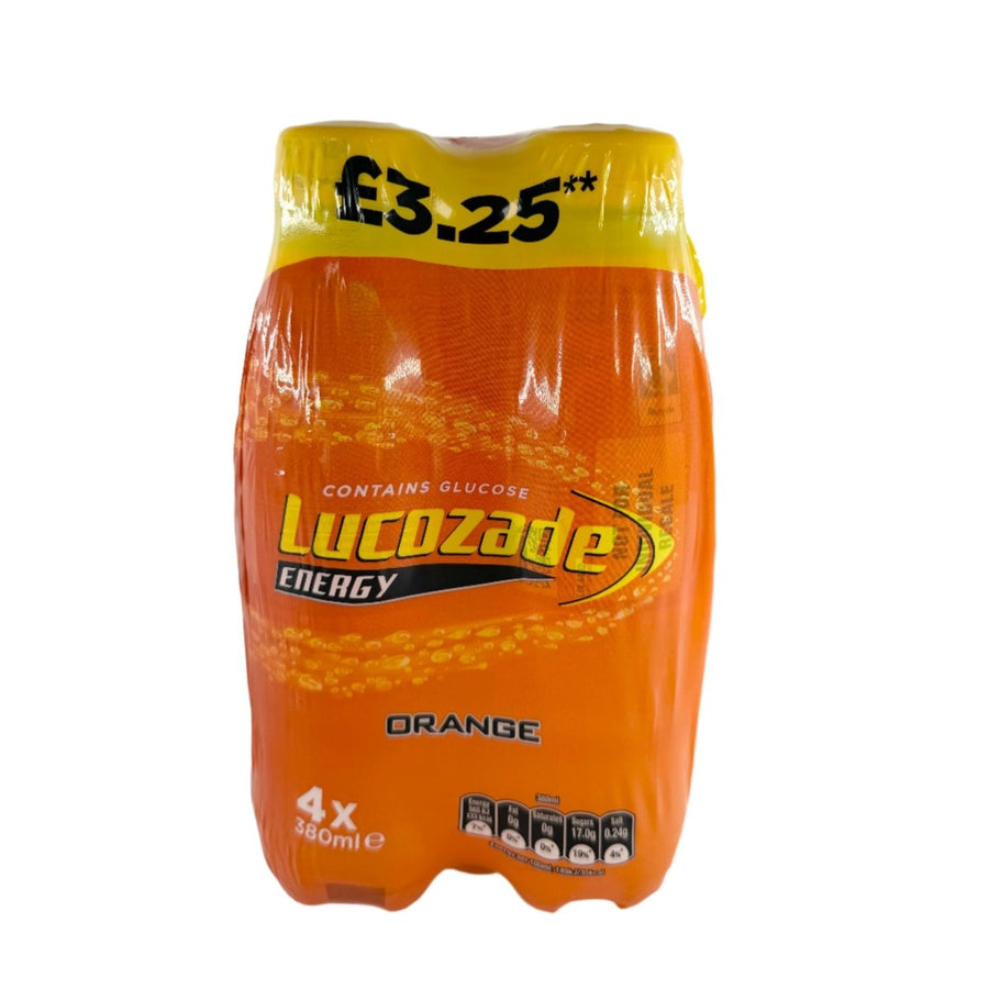 LUCOZADE ORANGE ENERGY DRINK - 4X380ML - LUCOZADE