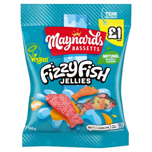 MAYNARDS BASSETS FIZZY FISH - 160G - MAYNARDS