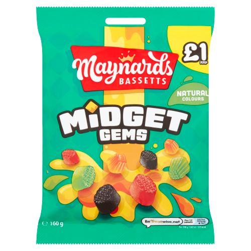 MAYNARDS BASSETTS MIDGET GEMS - 160G - MAYNARDS