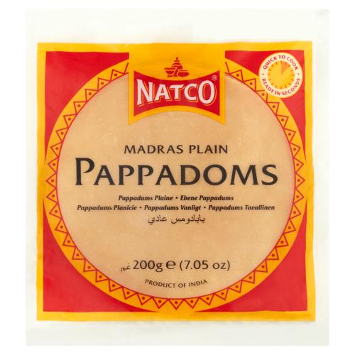 NATCO MADRAS PAPPADOMS PLAIN 6INCH - 200G - NATCO