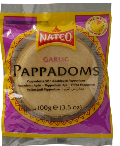 NATCO PAPPADOMS GARLIC MADRAS - 100G - NATCO