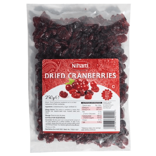 NIHARTI DRIED CRANBERRIES - 250G - NIHARTI