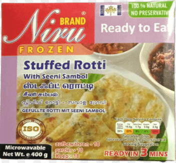 NIRU FROZEN STUFFED ROTTI WITH SEENI SAMBOL - 400G - NIRU