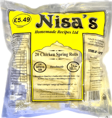 NISA'S CHICKEN SPRING ROLLS - 18 PIECES - NISA'S