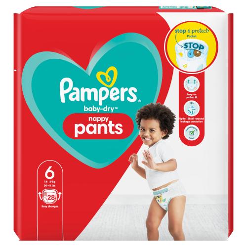 PAMPERS BABY DRY PANTS S6 NAPPIES ESSENTIAL PACK - 28PK - PAMPERS