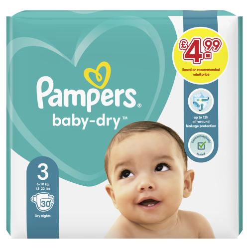 PAMPERS BABYDRY TAPED S3 CARRY PK - 30PK - PAMPERS