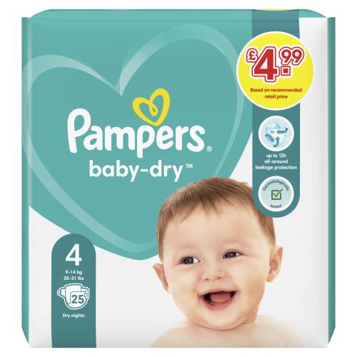 PAMPERS BABYDRY TAPED S4 CARRY PK - 25PK - PAMPERS