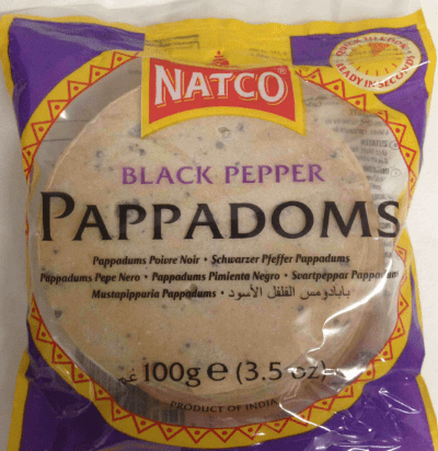 PAPPADOMS BLACK PEPPER MADRAS - 100G - NATCO