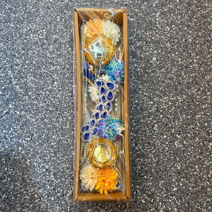 Peacock Rangoli Diya Holder - L17inch - ALLI BHAVAN