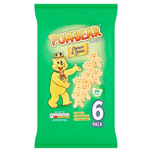 POM BEAR CHEESE & ONION 6PK - 13G - POM BEAR