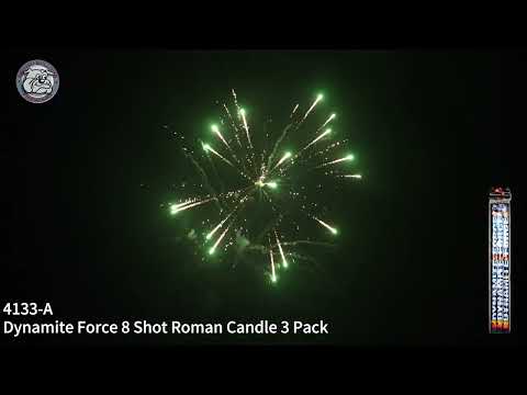 4133 Dynamite Force 8 Shot Roman Candle 3 Pack