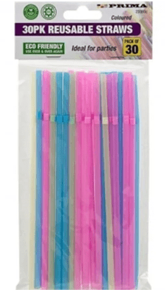 PRIMA COLOURED REUSABLE STRAWS - 30PACK - PRIMA