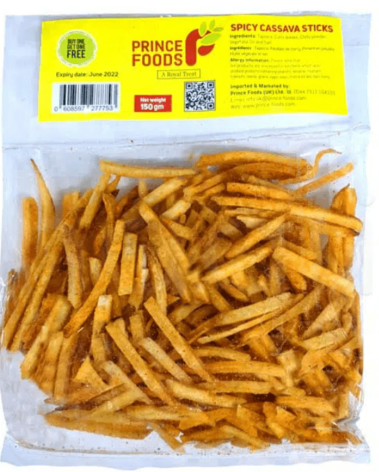 PRINCE FOODS SPICY CASSAVA CHIPS/STICKS 150G - PRINCE FOODS