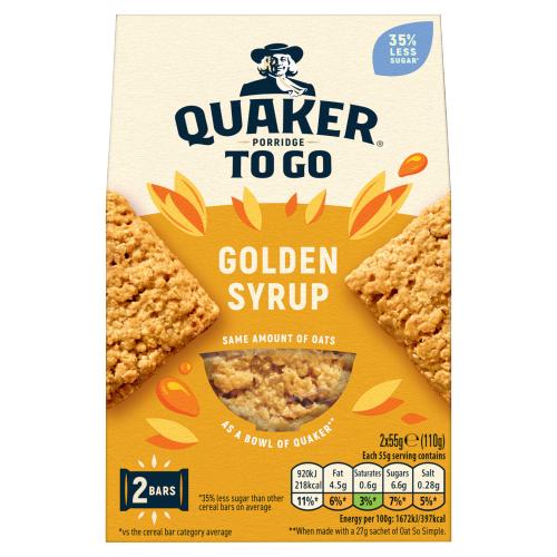 QUAKER PORRIDGE TO GO GOLDEN SYRUP 2PK - 110G - QUAKER