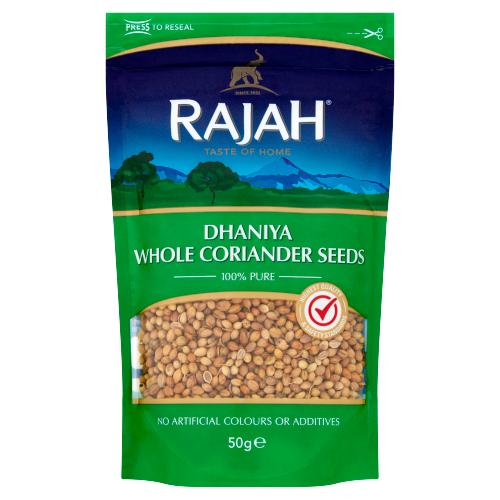 RAJAH DHANIYA WHOLE CORIANDER SEEDS - 50G - RAJAH