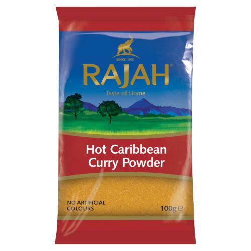 RAJAH HOT CARIBBEAN CURRY POWDER - 100G - RAJAH