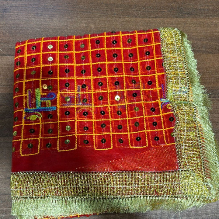 Red Chunri Embroidery - 2mtr - SNG