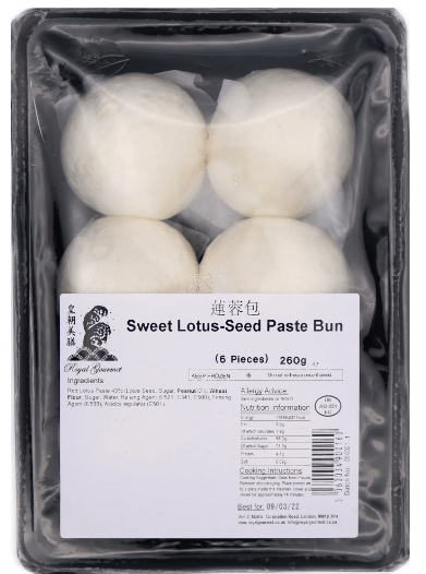 ROYAL GOURMET SWEET LOTUS SEED PASTE BUN (6 PIECES) - 260G - ROYAL GOURMET