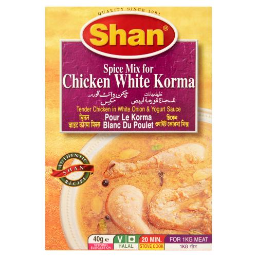 SHAN RECIPE & SEASONING MIX CHICKEN WHITE KORMA - 40G - SHAN