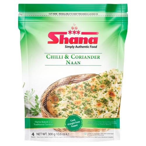 SHANA CHILLI & CORIANDER NAAN (4 PACK) - 300G - SHANA