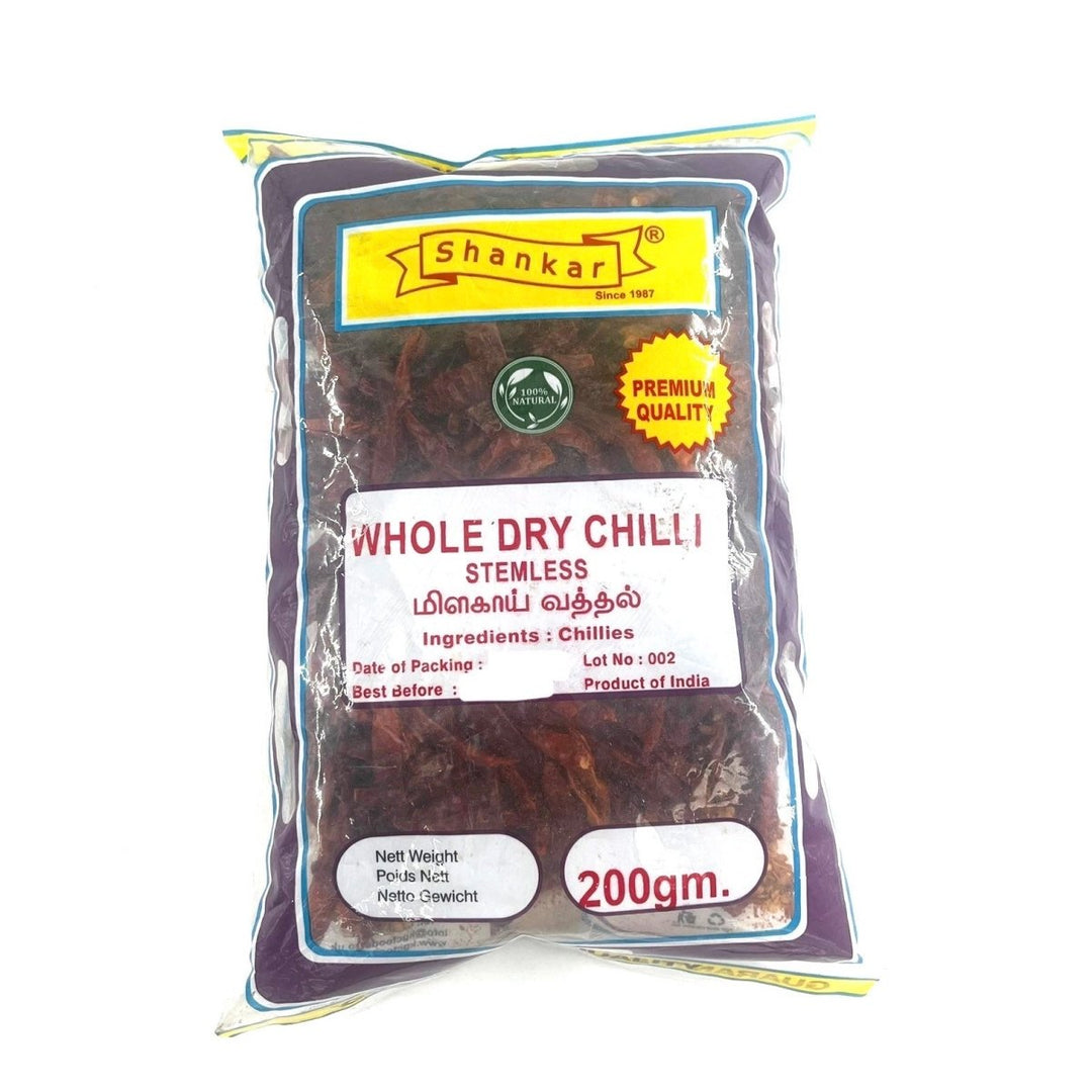 SHANKAR WHOLE DRY CHILLI STEMLESS - 200G - SHANKAR