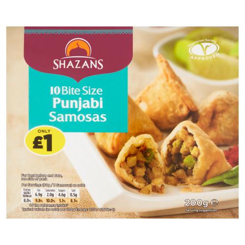 SHAZANS 10 BITE SIZE PUNJABI SAMOSAS - 200G - SHAZANS