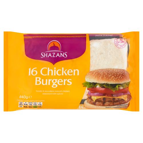 SHAZANS 16 CHICKEN BURGERS - 840G - SHAZANS