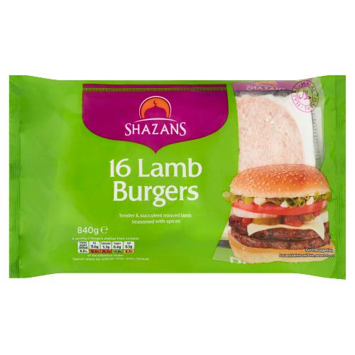 SHAZANS 16 LAMB BURGERS - 840G - SHAZANS