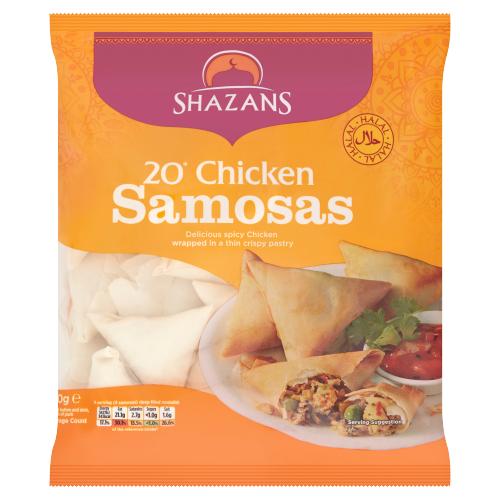 SHAZANS 20 CHICKEN SAMOSAS - 650G - SHAZANS