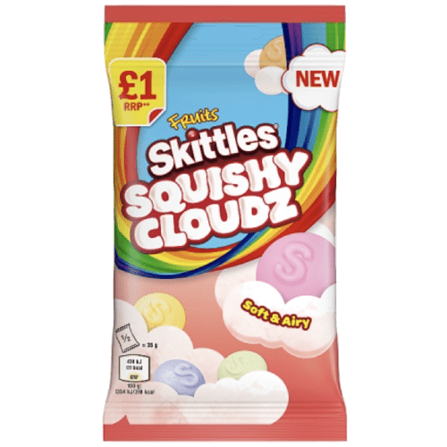 SKITTLES SQUISHY CLOUDZ FRUIT SWEETS TREAT BAG - 70G - SKITTLES