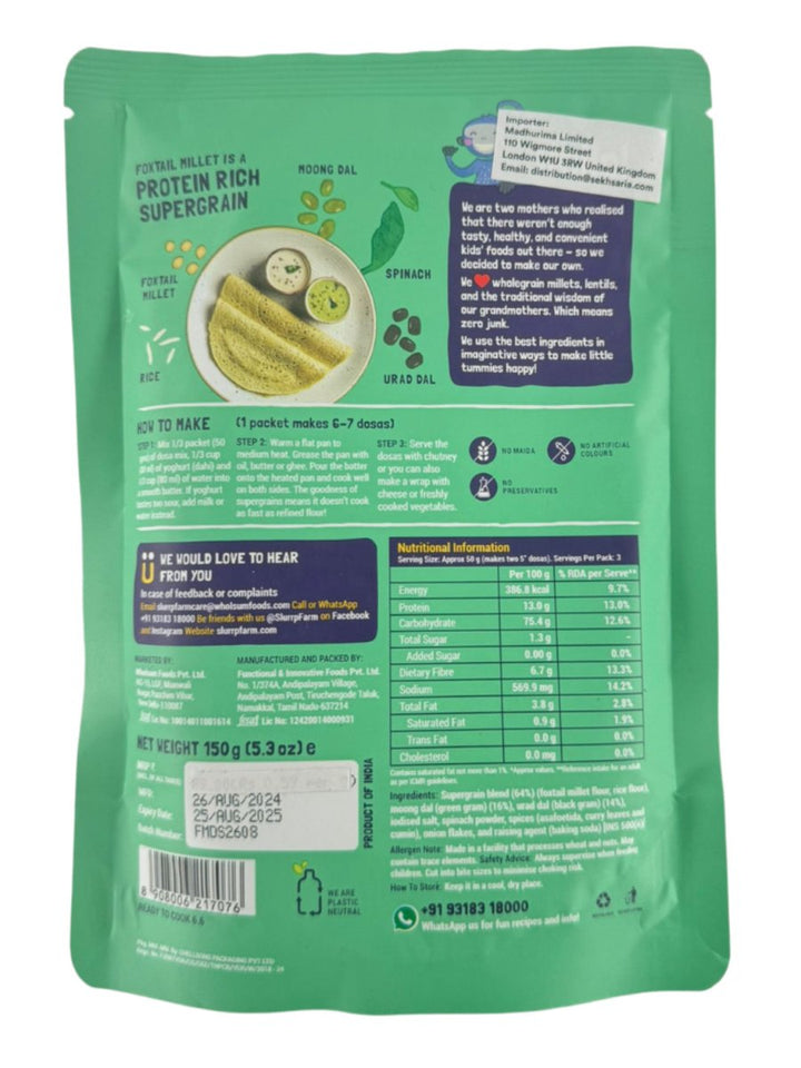 Slurrp Farm Millet Dosa Mix Spinach Flavour - 150g - SLURRP FARM