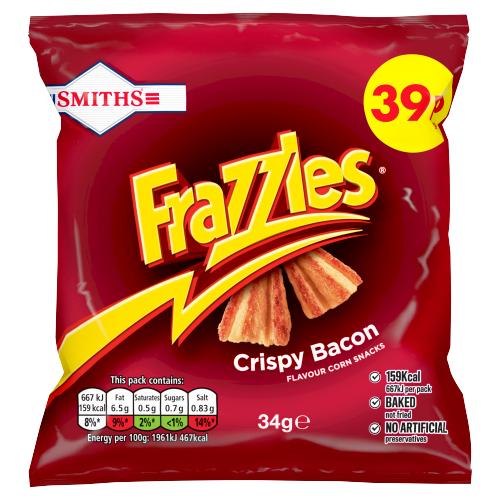 SMITHS FRAZZLES BACON CRISPS - 34G - SMITHS