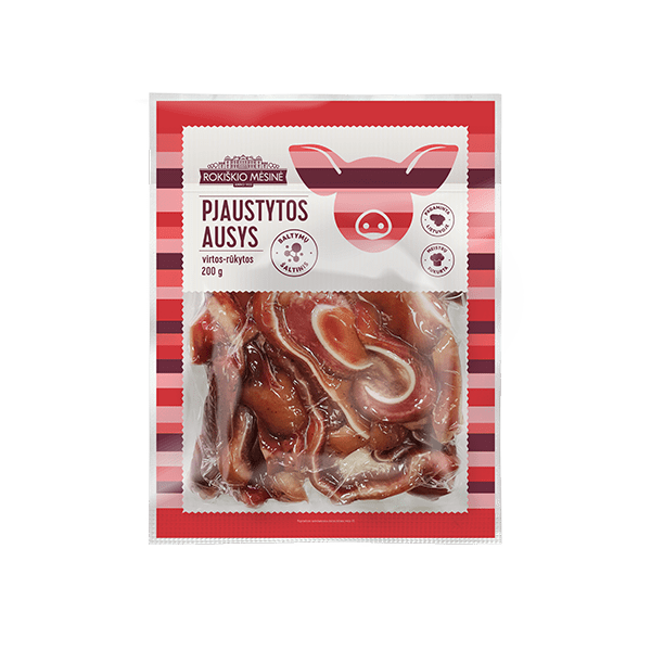 Smoked Pork Ears, Rokiskio Mesine 200g - Branded