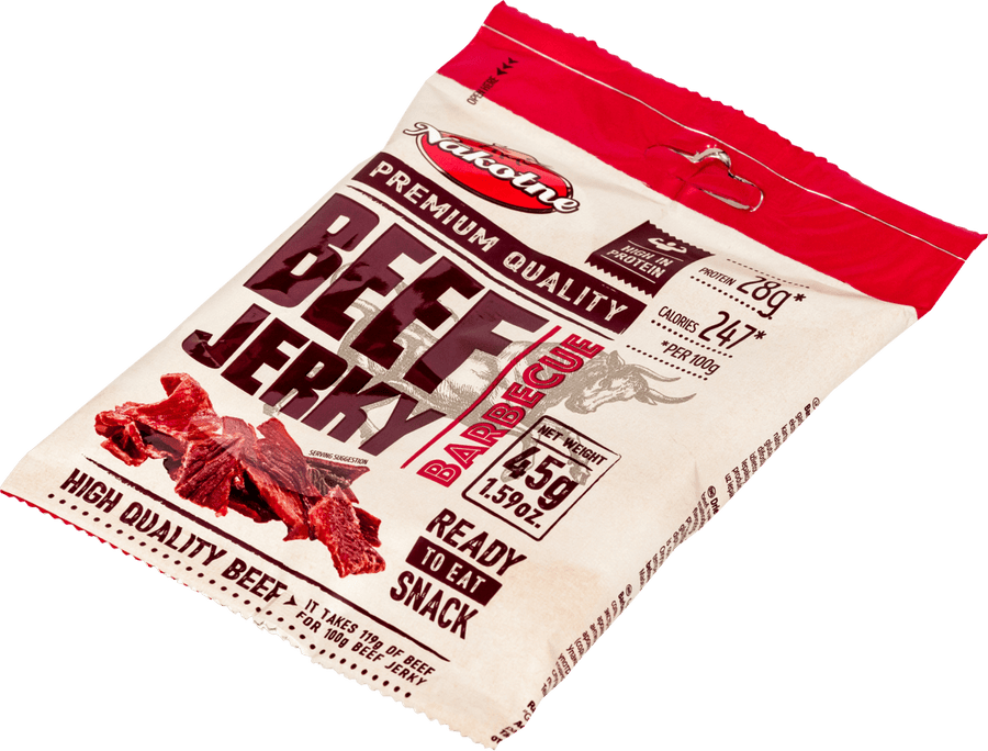 Snack, Beef Jerky With Barbecue Flavour, Nakotne 45g (SOB) - Branded