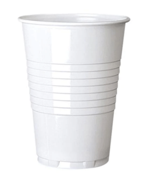 SOMOPLAST 7 OZ PLASTIC WHITE CUPS - 100 PACK - SOMOPLAST