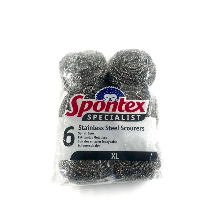 SPONTEX SPECIALIST STAINLESS STEEL SCOURERS - 6PCS - SPONTEX