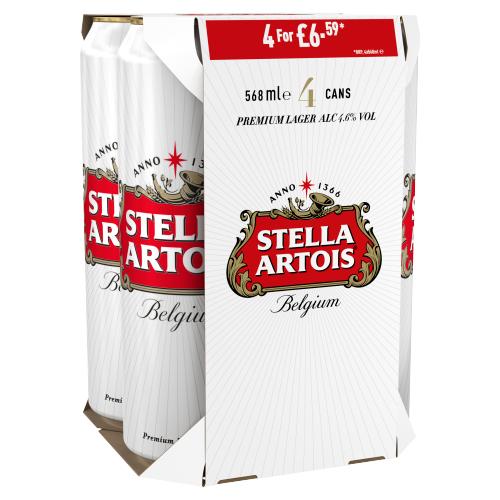 STELLA ARTOIS BELGIUM PREMIUM LAGER 4 CANS - 568ML - STELLA ARTOIS