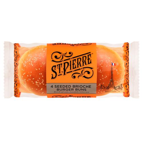 STPIERRE 4 SEEDED BRIOCHE BURGER BUNS - 4PK - STPIERRE