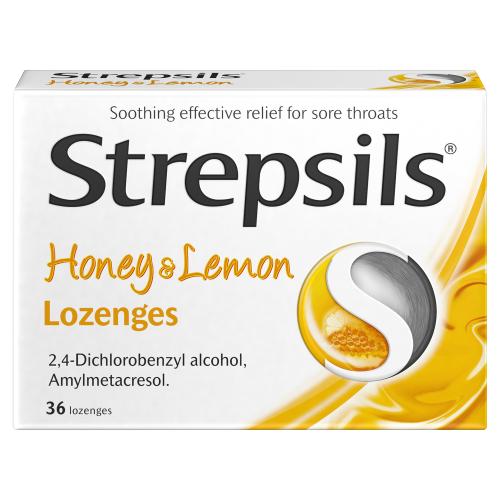 STREPSIL GSL HONEY & LEMON LOZENGES - 36PK - STREPSIL