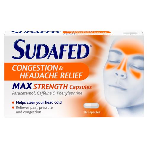 SUDAFED GSL CONGESTION & HEADACHE RELIEF MAX STRENGTH - 16PK - SUDAFED