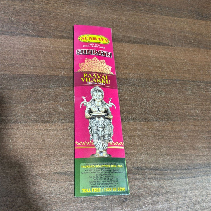 Sunrayn Paavai Vilaku Incense Sticks - 1pc - SUNRAYN