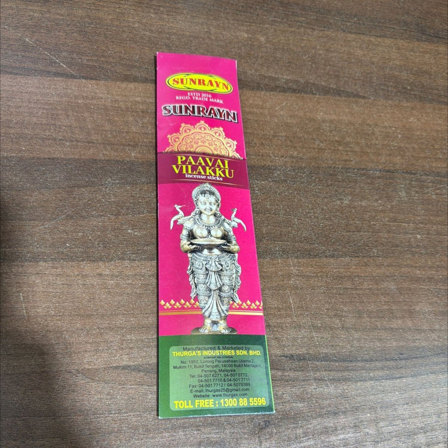 Sunrayn Paavai Vilaku Incense Sticks - 1pc - SUNRAYN