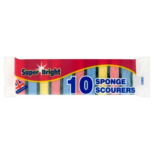 SUPER BRIGHT SPONGE SCOURER - 10PK - SUPER BRIGHT