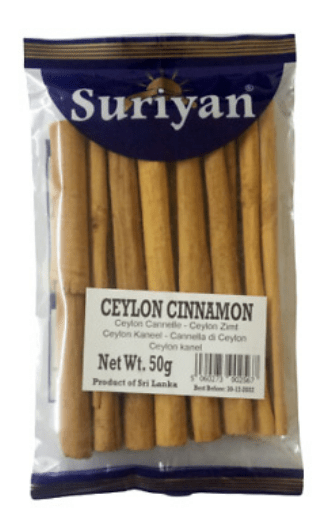 SURIYAN CEYLON CINNAMON QUILLS - 50G - SURIYAN