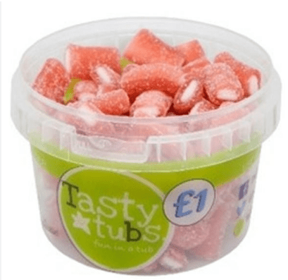 TASTY TUBS FIZZY STRAWBERRY PENCILS - 120G - TASTY TUBS