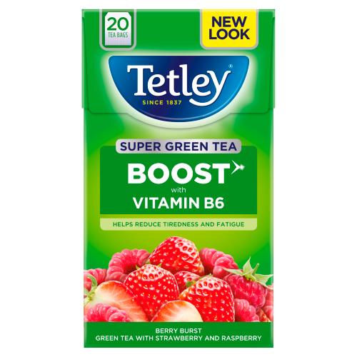 TETLEY SUPER GREEN BOOST STRAWBERRY & RASPBERRY - 20S - TETLEY