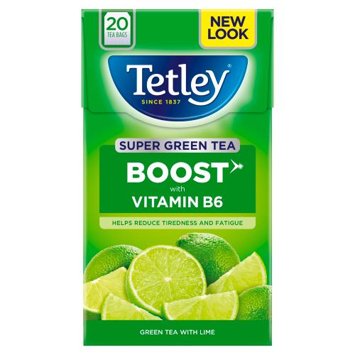 TETLEY SUPER GREEN TEA BOOST LIME TEA BAGS 20S - 40G - TETLEY