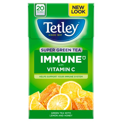 TETLEY SUPER GREEN TEA IMMUNE LEMON HONEY WITH VITAMIN C 20S - 40G - TETLEY